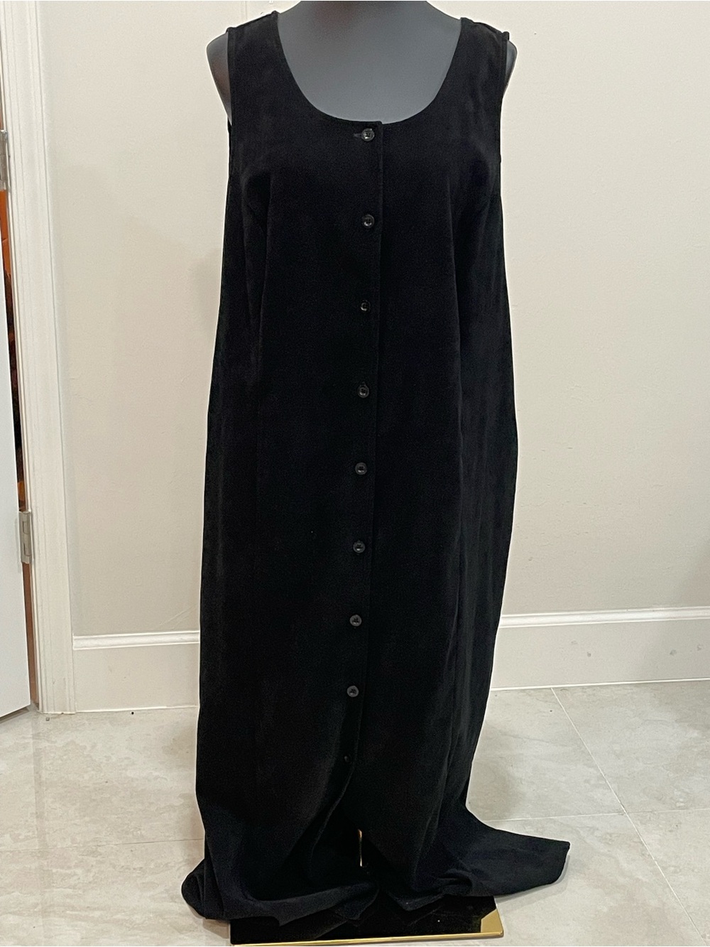 Casual Corner Annex Vintage Black Velour Button Front Maxi Dress NWOT 1X